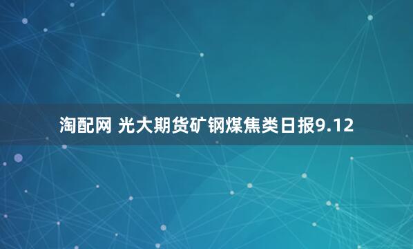 淘配网 光大期货矿钢煤焦类日报9.12