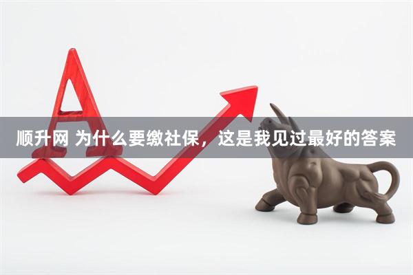 顺升网 为什么要缴社保，这是我见过最好的答案